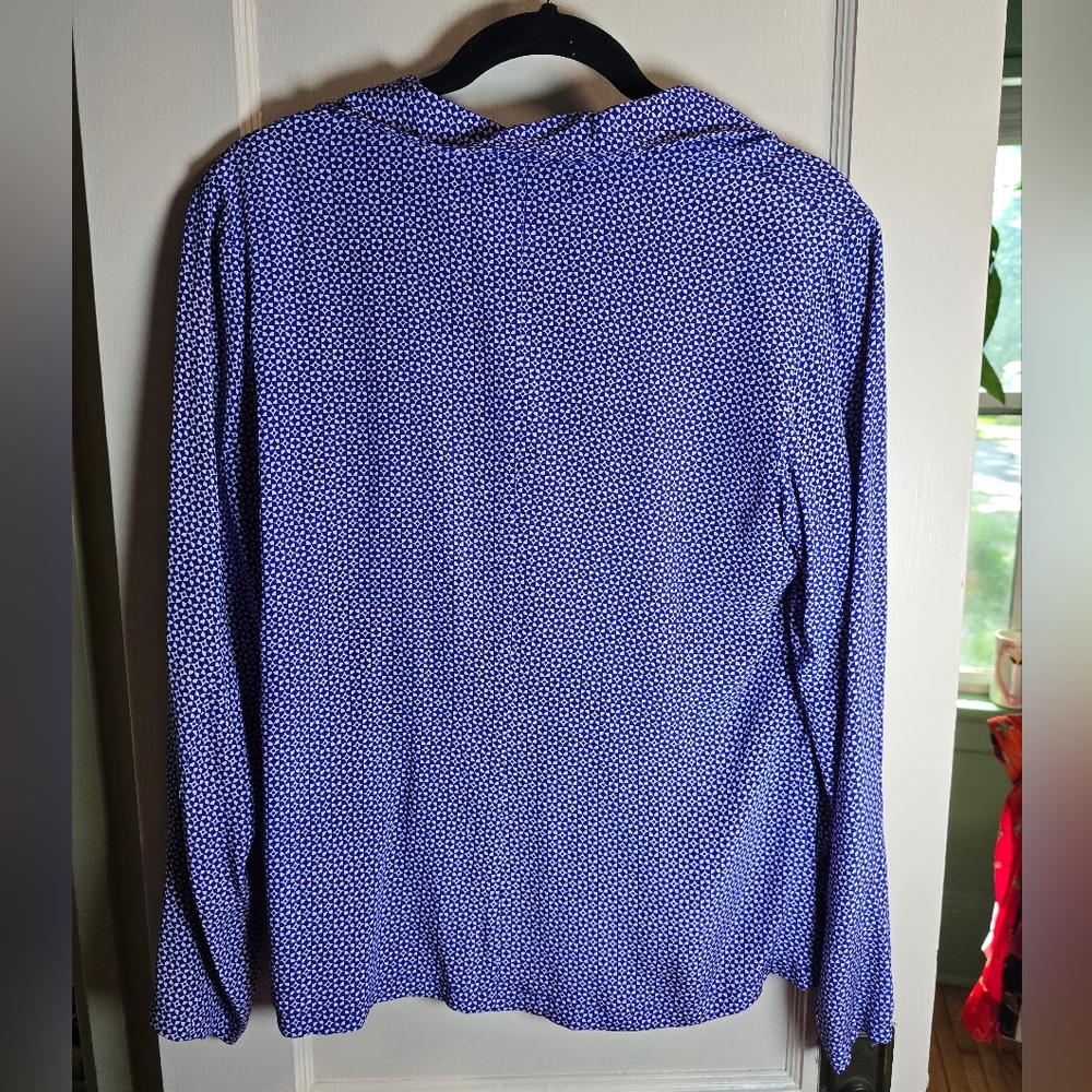 Antik Batik Purple Patterned Silk Button Down Top… - image 2